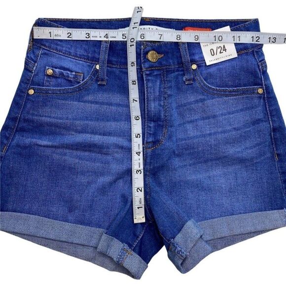 Celebrity Pink High-Rise Mom Jean Short Juniors' 0 24 Blue‎ Faded Cuffed Pockets - Picture 3 of 12